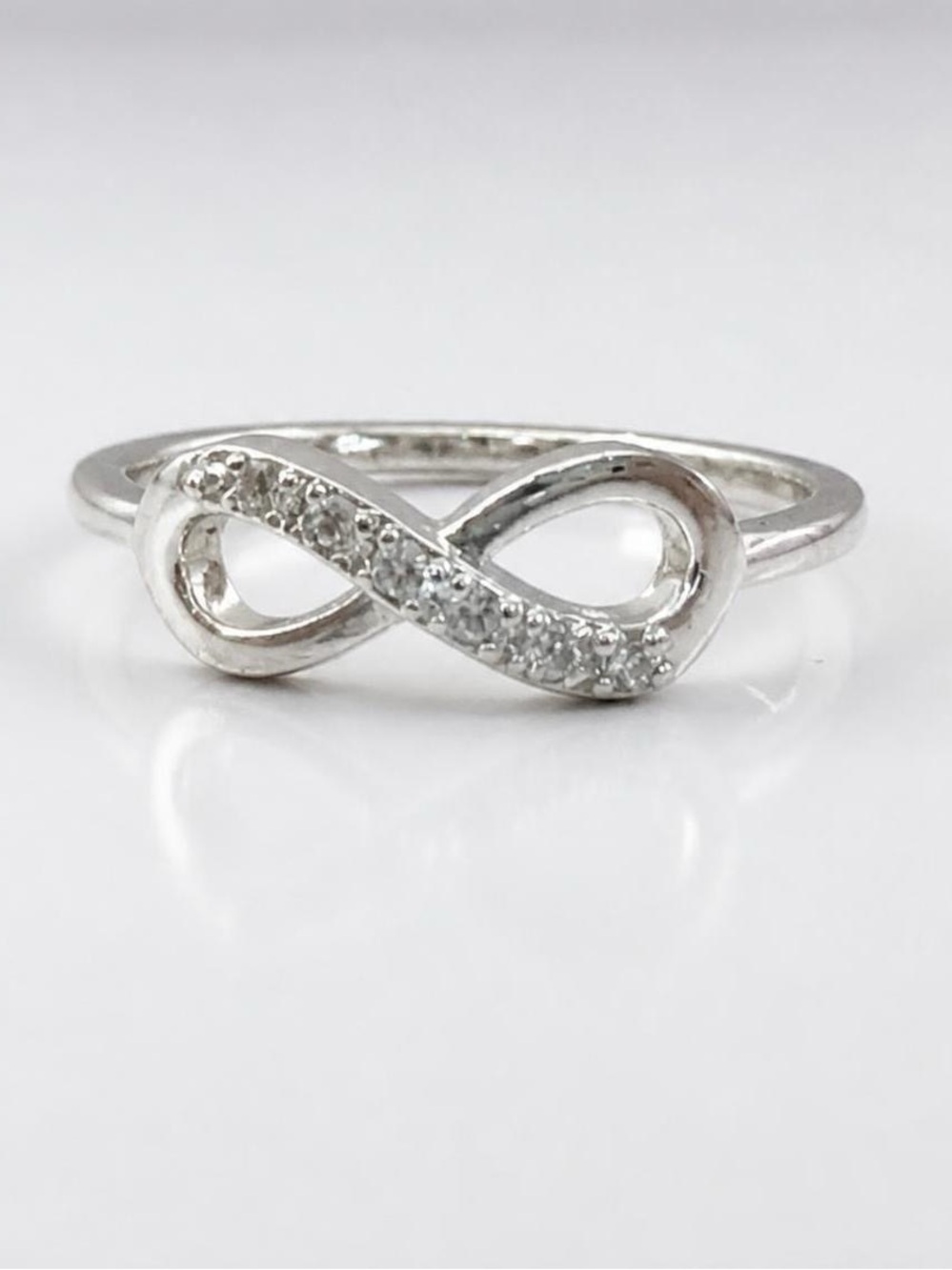 Sterling Silver Infinity Ring with Pavé CZ - Silver
